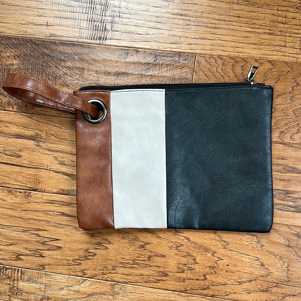 Zippered Color-block Clutch